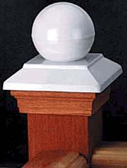 Post Cap Victoria White Copper Ball - Western Red Cedar - to suit 90-98mm Post