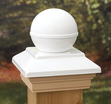 Post Cap Victoria White Copper Ball - Western Red Cedar - to suit 90-98mm Post
