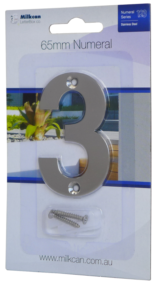 65mm Screw On Stainless Steel Mailbox Numeral