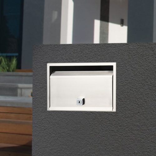 Stainless Steel Milano Brick In Front Open Mailbox suits A4 - Includes Sleeve