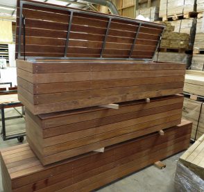 Pool Box Merbau Wood Gas strut lid - Demak Outdoor Timber & Hardware