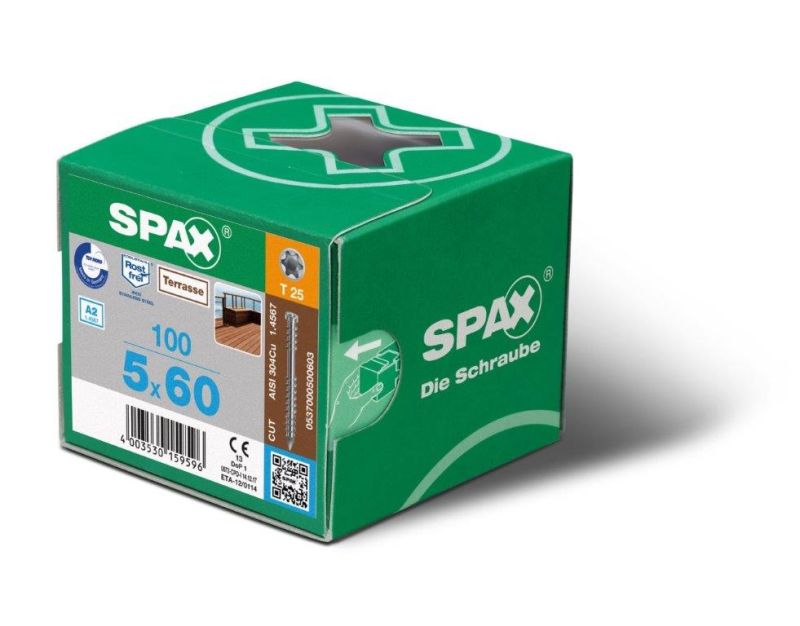 Spax Box Buy Online, SPAX 5mm X 60mm A2 Decking Screws – QTY 100 | DEMAK