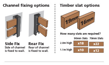 Screen Up at Demak Timber Channel Fixing Options and Timber Slat Options